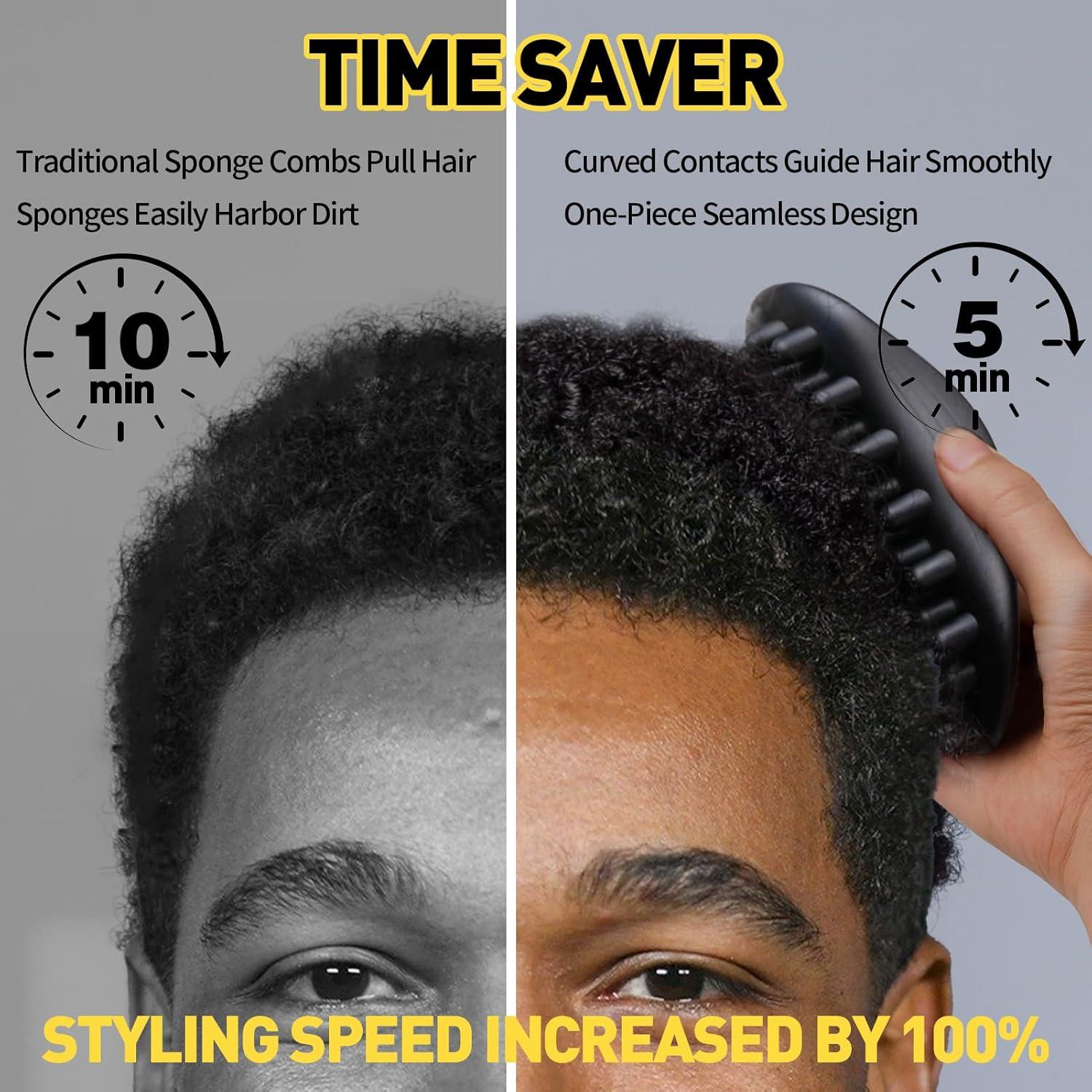 imageWave Pomade Hair Twist Sponge Brush Twist Styler for Black Men Washable Afro Curl Sponge Racket for Barbers amp Daily Use Ideal for Curly Rubber Large Tooth Brush Hair Pomade Styling Set