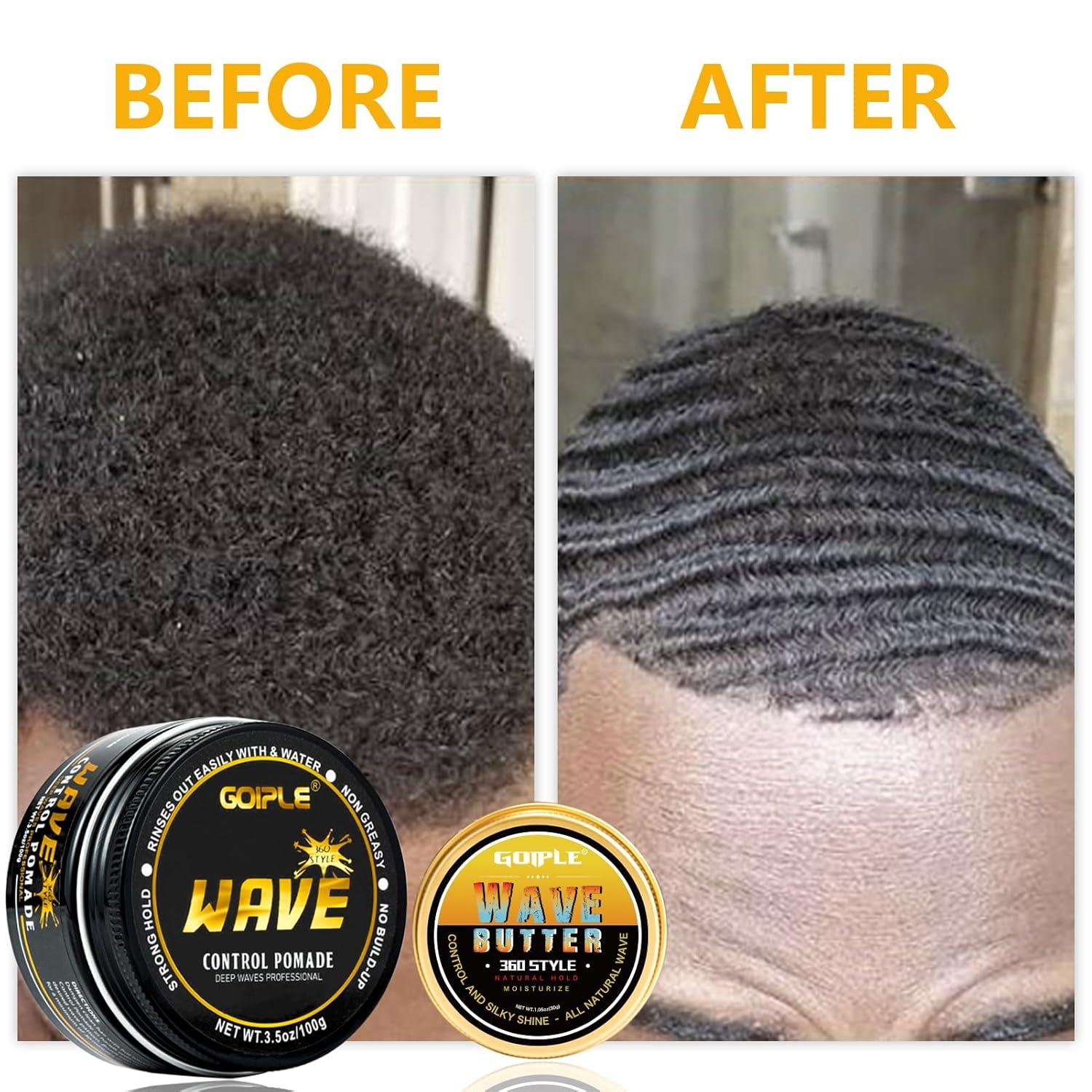 imageWave Pomade for Men Strong Hold Easy Wash Promotes Layered Waves Moisture Silky Shine Hair Cream Grease Brush Durag Cap Set RedUnscented