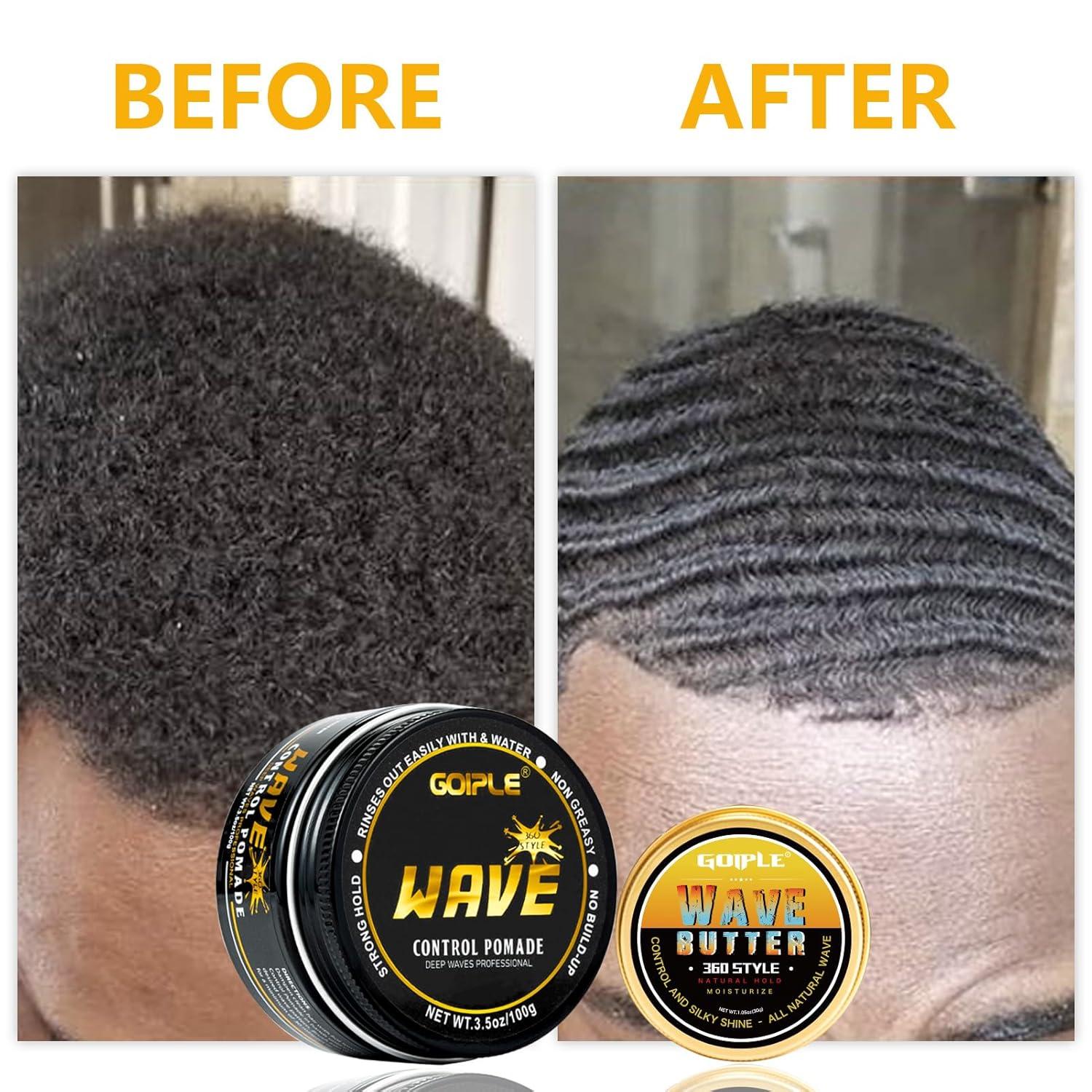 imageWave Pomade for Men Strong Hold Easy Wash 360 Wave Training Hair Cream Waves Grease for Men Promotes Layered Waves Moisture Control and Silky Shine Wave Kit Curved Medium Waves Brush Silky Durag