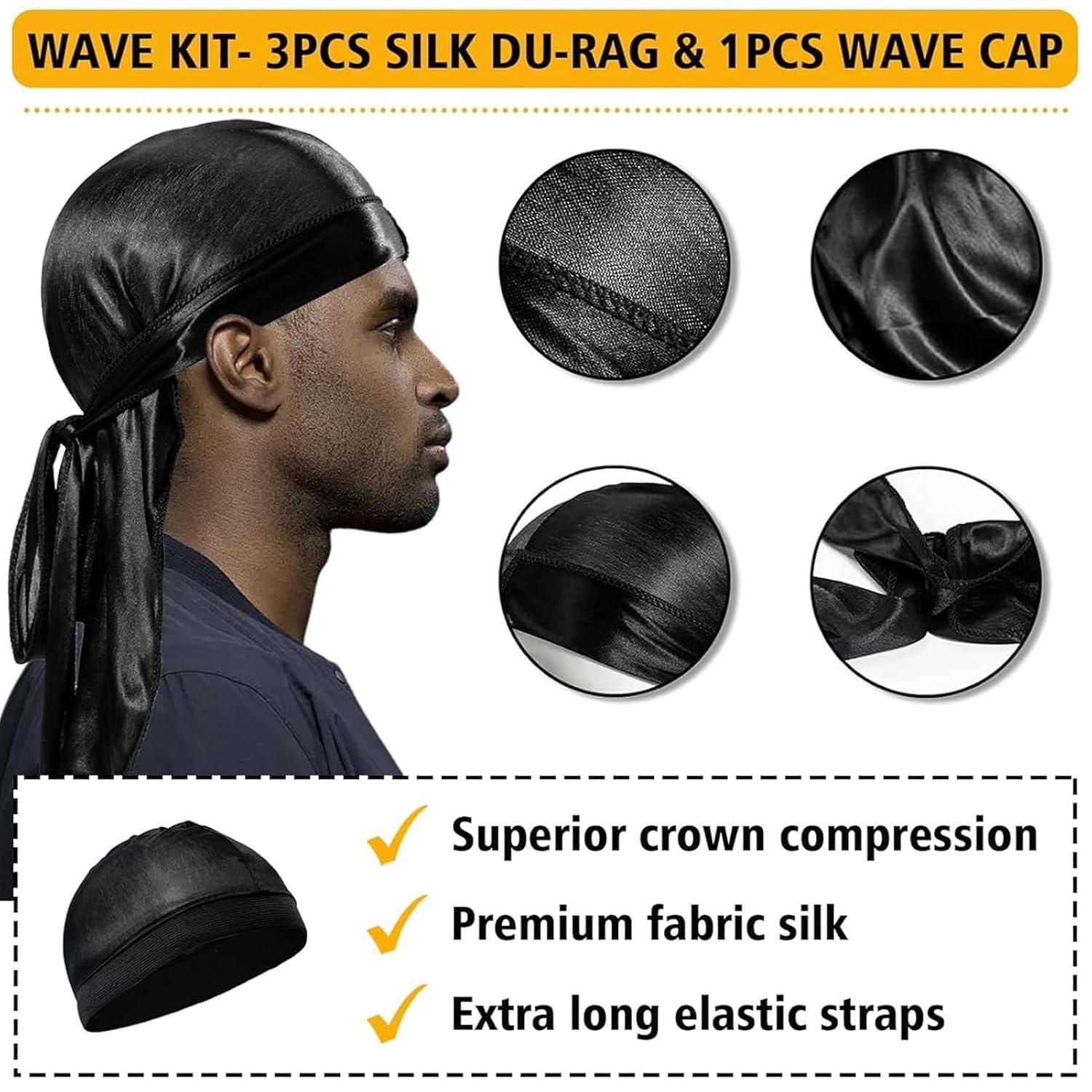 imageWave Pomade for Men Strong Hold Easy Wash 360 Wave Training Hair Cream Waves Grease for Men Promotes Layered Waves Moisture Control and Silky Shine Wave Kit Curved Medium Waves Brush Silky Durag