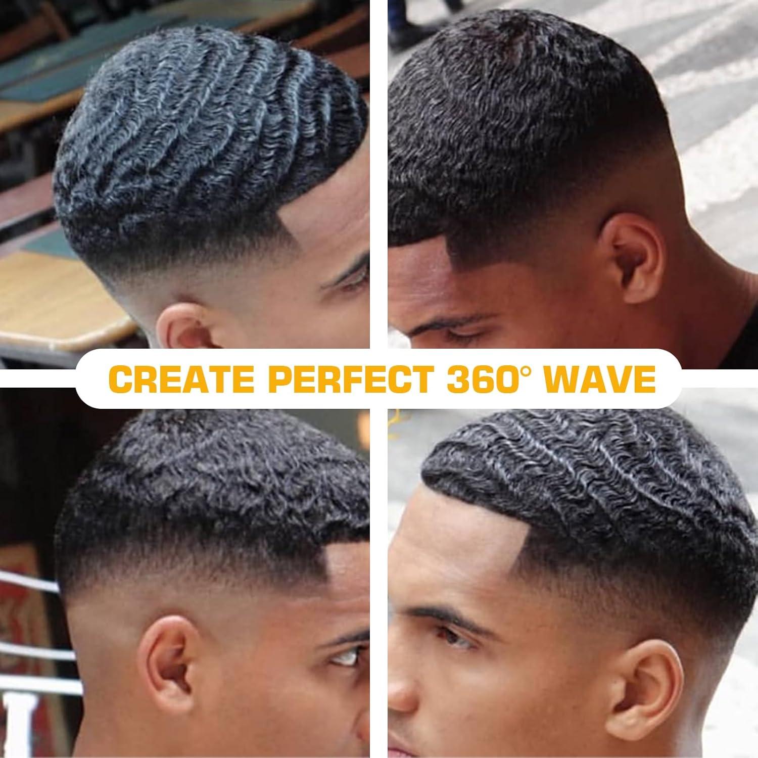 imageWave Pomade for Men Strong Hold Easy Wash 360 Wave Training Hair Cream Waves Grease for Men Promotes Layered Waves Moisture Silky Shine Wave Pomade Wave Brushe Silky Durag Wave Cap Set Blue