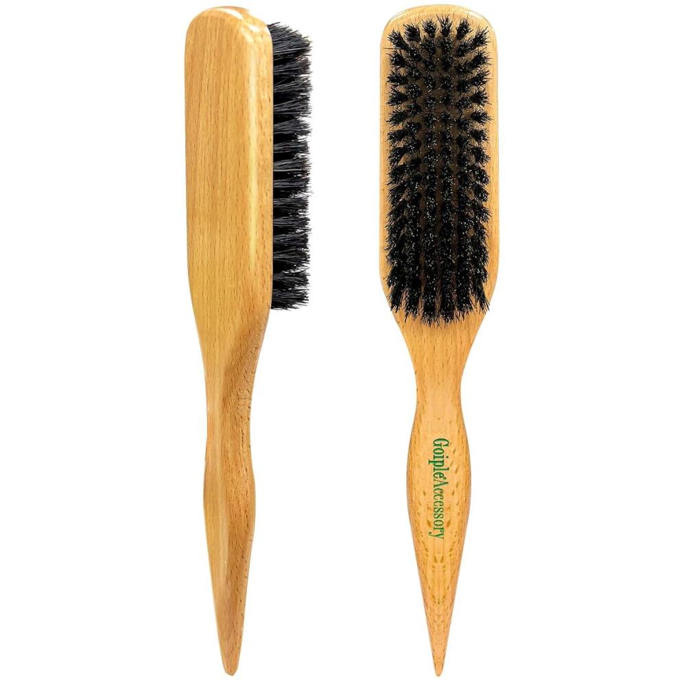image2PCS Boar Bristle Hair Brush Slick Back Hair Brush for Sleek Ponytail Bun amp Smoothing Baby Hairs Soft Smoothing to StylePolish amp Lay Hair Down Flat Wooden Brush Teasing Hairbrush for Men Women