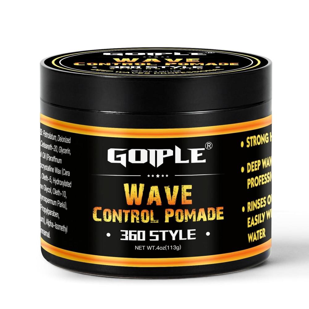 imageNatural Wave Pomade for Men Strong Hold Easy Wash 360 Wave Training Hair Cream Waves Grease for Men Promotes Layered Waves Moisture Control and Silky Shine 4oz4oz wave pomade1pc