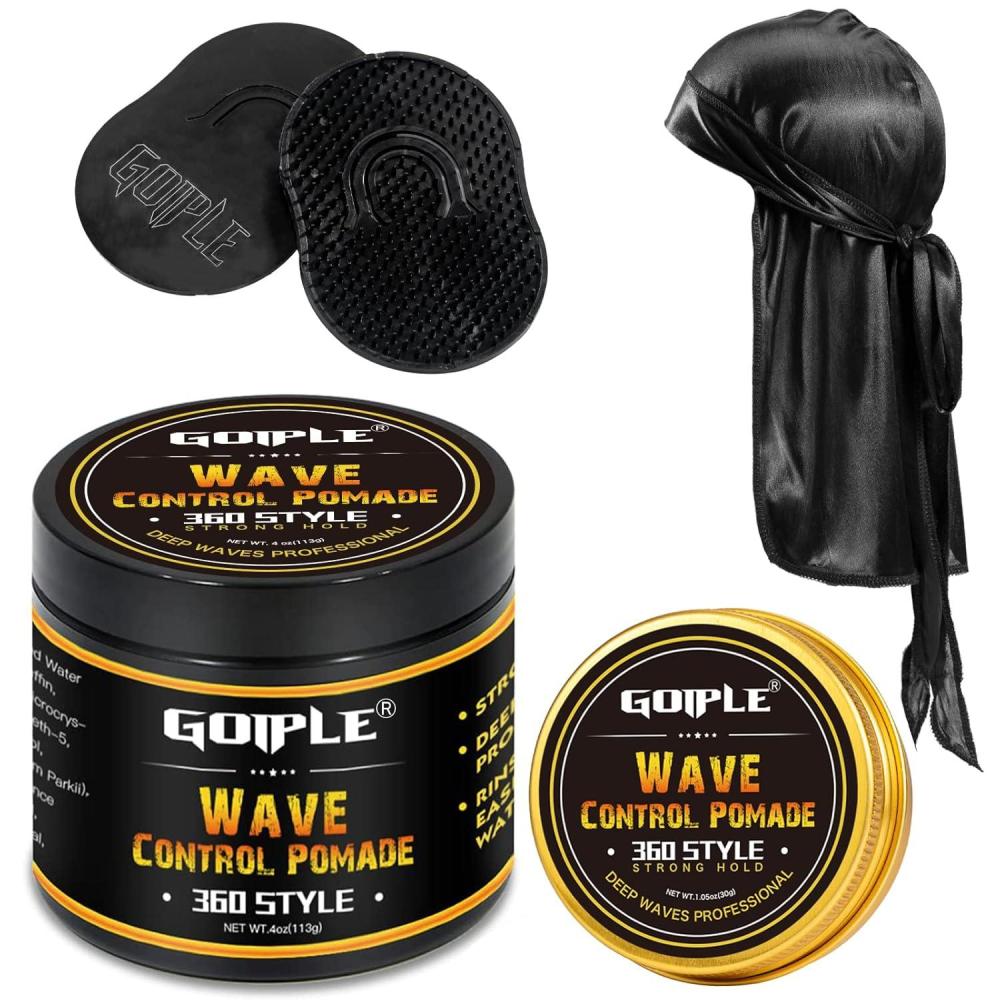 imageNatural Wave Pomade for Men Strong Hold Easy Wash 360 Wave Training Hair Cream Waves Grease for Men Promotes Layered Waves Moisture Control and Silky Shine 4oz4oz wave pomade5pcs