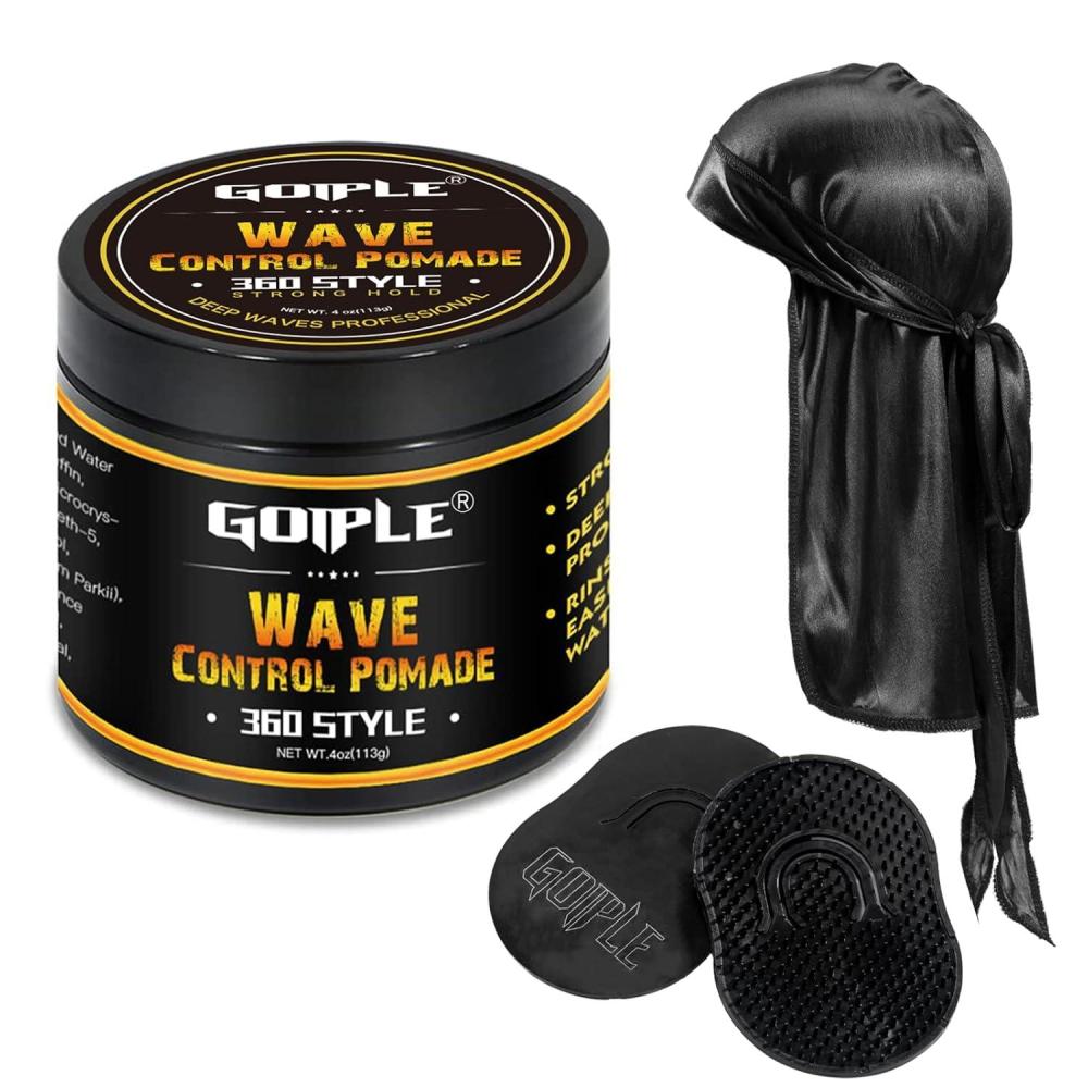 imageNatural Wave Pomade for Men Strong Hold Easy Wash 360 Wave Training Hair Cream Waves Grease for Men Promotes Layered Waves Moisture Control and Silky Shine 4oz4oz wave pomade4pcs