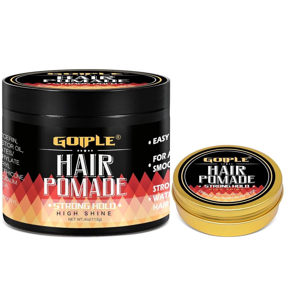 imageOriginal Hair Pomade for Men Strong Hold High Shine Mens Hair Gel Pomade Water Based Mens Hair Products Flake Free Hair Gel Easy To Wash Out All Day Hold For All Hairstyles 2PCS