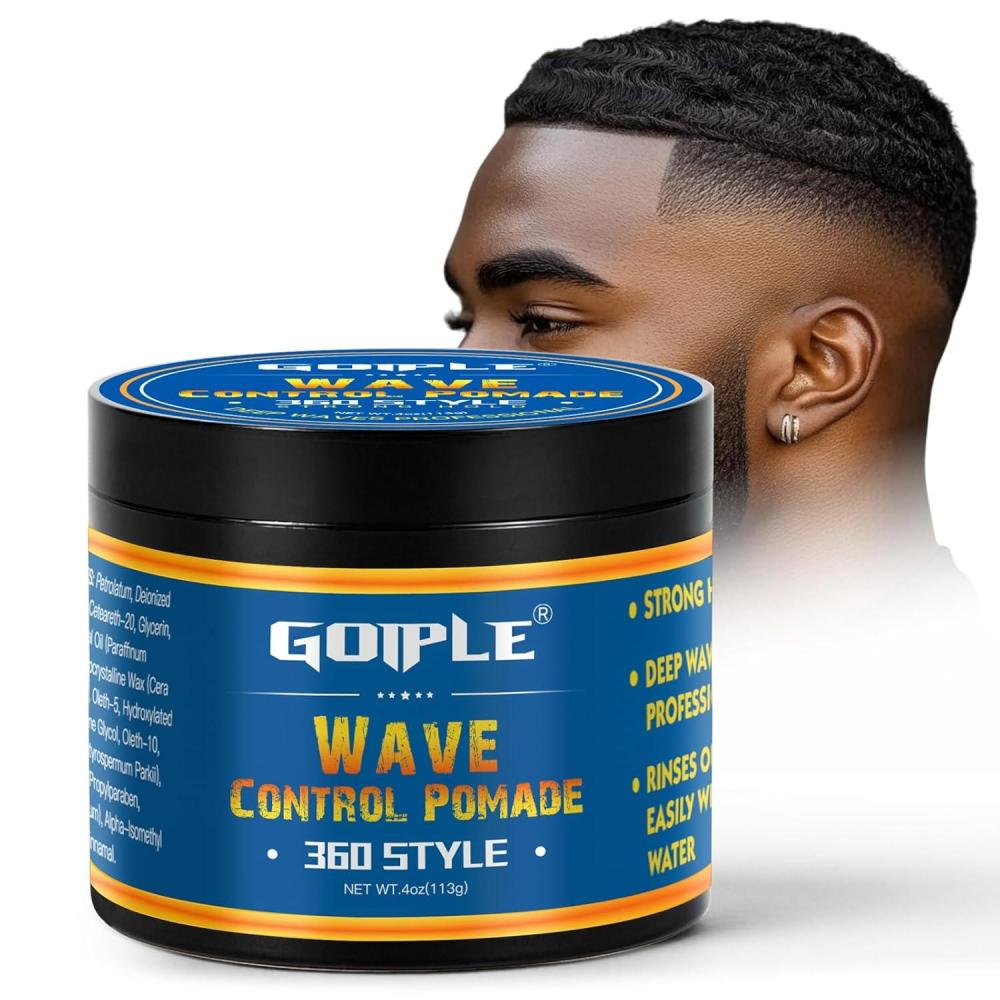 imageWave Pomade 360 Greasy Pomade Wave Styler Brush Great for Wolfing Boar Bristle Beard amp Wave Brush for Barbers amp Daily Use Styling Set for Men 360 Easy Wash 360 Wave Training Hair Cream4 Ounce Pack of 1