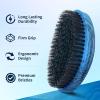 360 Curved Wave Brush For Men & Beard – Medium Hard Palm Wave Hair Brushes Wave Styler Great for Wolfing – Made with Beech Mix Boar & Nylon Bristle Brush for Barbers & Daily Use Black Hair (Blue)