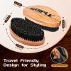 360 Curved Wave Brush For Men & Beard – Soft Hard Palm Wave Hair Brushes Wave Styler Great for Wolfing – Made with Beech Mix Nature Boar Bristle Brush for Barbers & Daily Use Black Hair (Coffee)