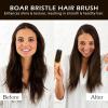 Boar Bristle Slick Back Hair Brush for Sleek Ponytail Bun & Smoothing Baby Hairs & Flyaways – Soft Boar Brush Hair Comb for Women & Men – Teasing Hairbrush with Wide Rat Tail for Sectioning & Parting