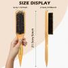 Boar Bristle Slick Back Hair Brush for Sleek Ponytail Bun & Smoothing Baby Hairs & Flyaways – Soft Boar Brush Hair Comb for Women & Men – Teasing Hairbrush with Wide Rat Tail for Sectioning & Parting