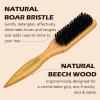 Boar Bristle Slick Back Hair Brush for Sleek Ponytail Bun & Smoothing Baby Hairs & Flyaways – Soft Boar Brush Hair Comb for Women & Men – Teasing Hairbrush with Wide Rat Tail for Sectioning & Parting