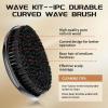 Curved 360 Wave Brush For Men – Medium Hard Palm Brush for Laying Down 360 Waves Made with Natural Boar Bristle and Wood Easy to Hold – Strong Hold Travel Size Wave Pomade Greasy 360 Layer Hair Waves