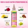 Edge Control Wax Strong Hold Non-greasy Hair Styling Gel – Edge Wax No Flaking Edge Control for Black Hair Edge Wax for Women Rose&Black Castor Oil for Hair Growth Edge Brush Hair Braid Bonnet(Edge Control Set-7pcs)