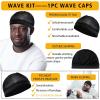 Goiple Wave Pomade for Men Strong Hold Easy Wash 360 Wave Training Hair Cream, Waves Grease for Men Promotes Layered Waves, Moisture, Control and Silky Shine Pomade Brushe Silky Durag Cap Set