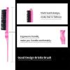 Slick Back Hair Brush & Wax Stick Set for Slick Back Hair – Teasing Boar Bristle Hair Brush for Sleek, Control, Flyaways & Baby Hairs – Wax Stick for Women Sectioning & Smoothing Ponytail Bun(Pink&Black-8pcs)
