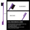 Slick Back Hair Brush & Wax Stick Set for Slick Back Hair – Teasing Boar Bristle Hair Brush for Sleek, Control, Flyaways & Baby Hairs – Wax Stick for Women Sectioning & Smoothing Ponytail Bun(Purple)