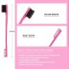 Slick Back Hair Brush & Wax Stick Set for Slick Back Hair – Teasing Boar Bristle Hair Brush for Sleek, Control, Flyaways & Baby Hairs – Wax Stick for Women Sectioning & Smoothing Ponytail Bun(Pink Comb Set-12pcs)