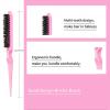 Slick Back Hair Brush & Wax Stick Set for Slick Back Hair – Teasing Boar Bristle Hair Brush for Sleek, Control, Flyaways & Baby Hairs – Wax Stick for Women Sectioning & Smoothing Ponytail Bun(Pink Comb Set-12pcs)
