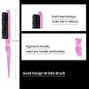 Slick Back Hair Brush & Wax Stick Set for Slick Back Hair – Teasing Boar Bristle Hair Brush for Sleek, Control, Flyaways & Baby Hairs – Wax Stick for Women Sectioning & Smoothing Ponytail Bun(Pink)