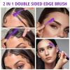 Slick Back Hair Brush & Wax Stick Set for Slick Back Hair – Teasing Boar Bristle Hair Brush for Sleek, Control, Flyaways & Baby Hairs – Wax Stick for Women Sectioning & Smoothing Ponytail Bun(Purple)