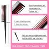 Slick Back Hair Brush & Wax Stick Set for Slick Back Hair – Teasing Boar Bristle Hair Brush for Sleek, Control, Flyaways & Baby Hairs – Wax Stick for Women Sectioning & Smoothing Ponytail Bun(Pink&Black-8pcs)