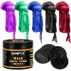 Natural Wave Pomade for Men Strong Hold, Easy Wash 360 Wave Training Hair Cream, Waves Grease for Men Promotes Layered Waves, Moisture, Control and Silky Shine 4oz(4oz wave poamde&durags 8pcs)