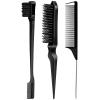 Slick Back Hair Brush & Wax Stick Set for Slick Back Hair – Teasing Boar Bristle Hair Brush for Sleek, Control, Flyaways & Baby Hairs – Wax Stick for Women Sectioning & Smoothing Ponytail Bun(Black)
