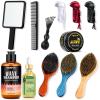 Wave Kit for 360 Waves – Wave Brush Wave Styler Great for Men Wolfing Wave – 3 Wave Handle Brushes, Soft, Medium & Hard- Satin Durag, Hand Mirror, Hair Comb, Hair Brush Cleaner, Wave Pomade&Shampoo