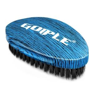 360 Curved Wave Brush For Men & Beard – Medium Hard Palm Wave Hair Brushes Wave Styler Great for Wolfing – Made with Beech Mix Boar & Nylon Bristle Brush for Barbers & Daily Use Black Hair (Blue)