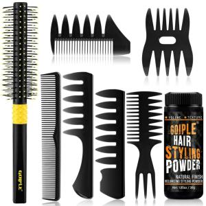 Hair Styling Combs Set Wide Tooth Texture Comb For Men, Christmas Gift for Men Barber Brush Comb Set Barber Tools for All Types | Hair Styling Powder for Mens Texture Powder Flexible Hold Matte Finish(yellow)