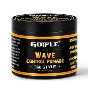 Natural Wave Pomade for Men Strong Hold, Easy Wash 360 Wave Training Hair Cream, Waves Grease for Men Promotes Layered Waves, Moisture, Control and Silky Shine 4oz(4oz wave pomade-1pc)
