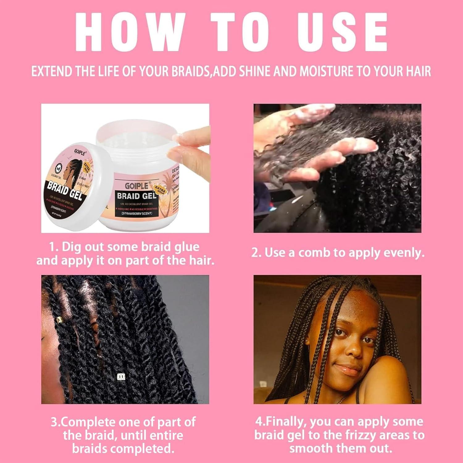image16oz Big Capacity Braid Gel Good for Twist Locs Braids Edge No Flake Extra Hold High Shine Braiding Gel amp Edge Control Loc Gel Long Lasting for Locks Cornrows Smooths amp Tames Frizz16oz Strawberry Flover