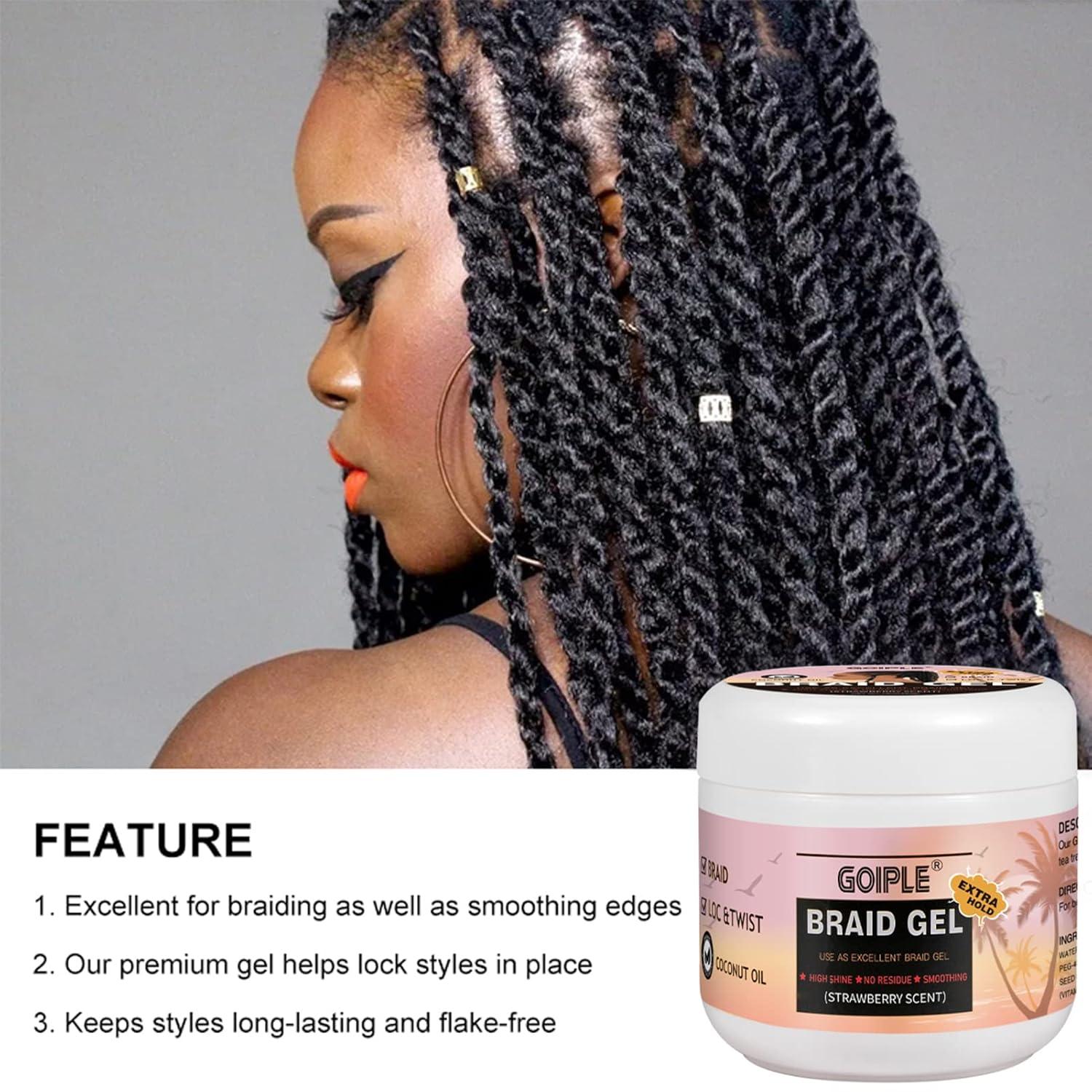 image16oz Big Capacity Braid Gel Good for Twist Locs Braids Edge No Flake Extra Hold High Shine Braiding Gel amp Edge Control Loc Gel Long Lasting for Locks Cornrows Smooths amp Tames Frizz16oz Strawberry Flover