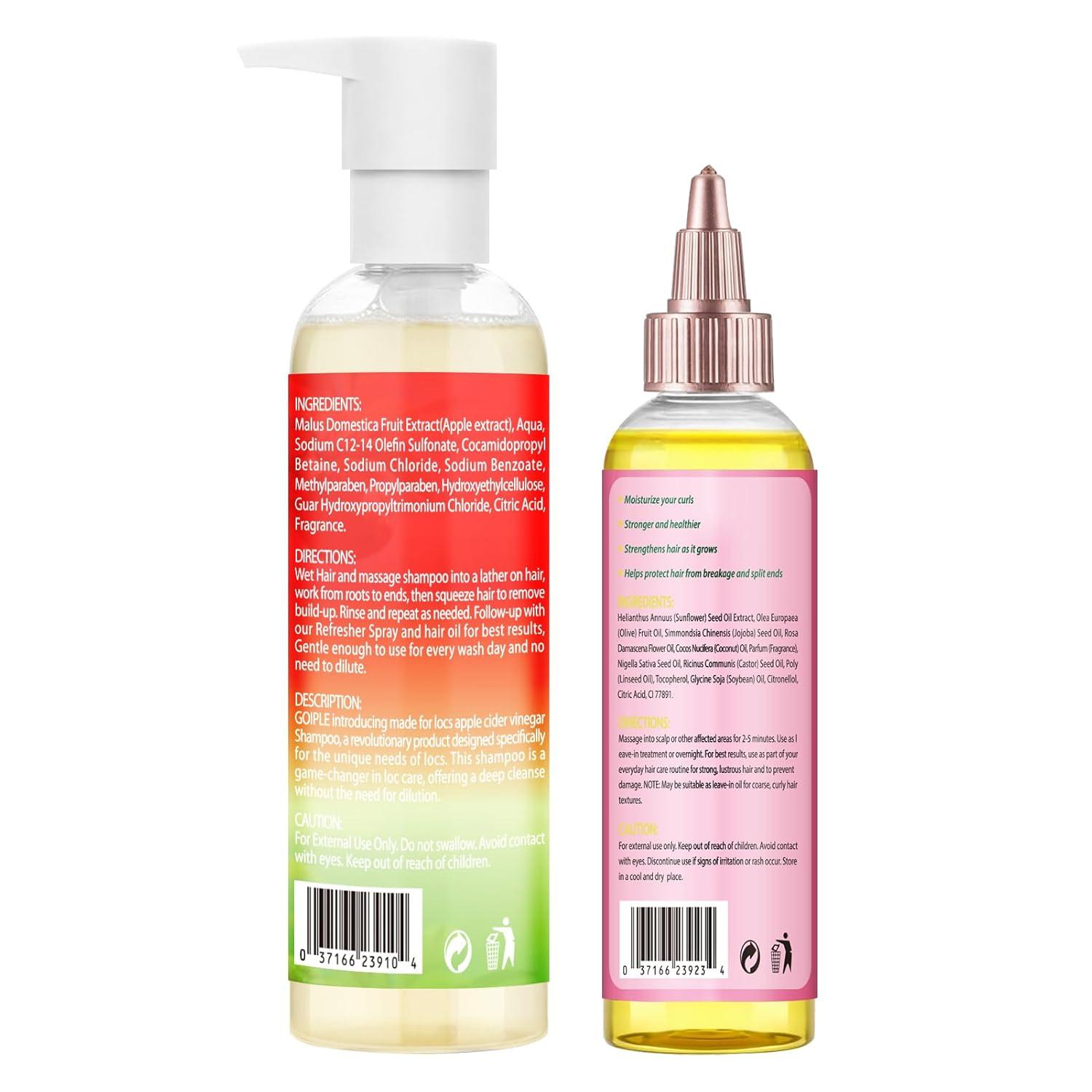 image2 in 1 Deep Clean amp Conditioner Apple Cider Vinegar Shampoo Rose amp Castor Hair Oil for Hair Growth Strengthening Hair Oil Braid Shampoo Hair Growt Oil Set For Dreadlocks Locs Twist All Hair Typesshampoocastor oil2pcs