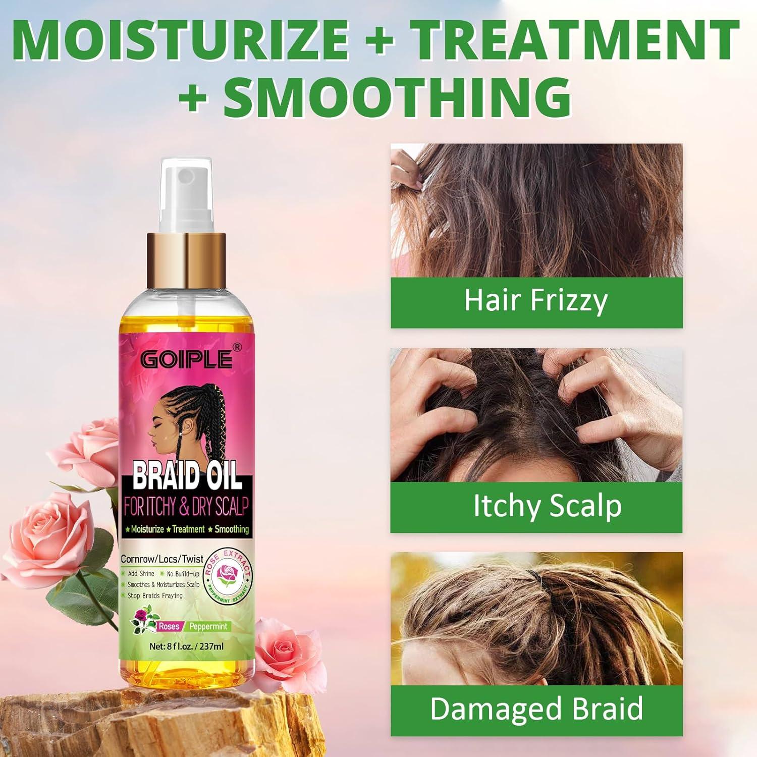 imageBraid Oil for Soothes Moisturizes Dry amp Itchy Scalp Braid Care for Dandruff and Thinning Edges Braiding Scalp Oil for Locs amp Twists Enhances Shine and Reduces Frizz Refreshes Dry Hair 8 fl oz