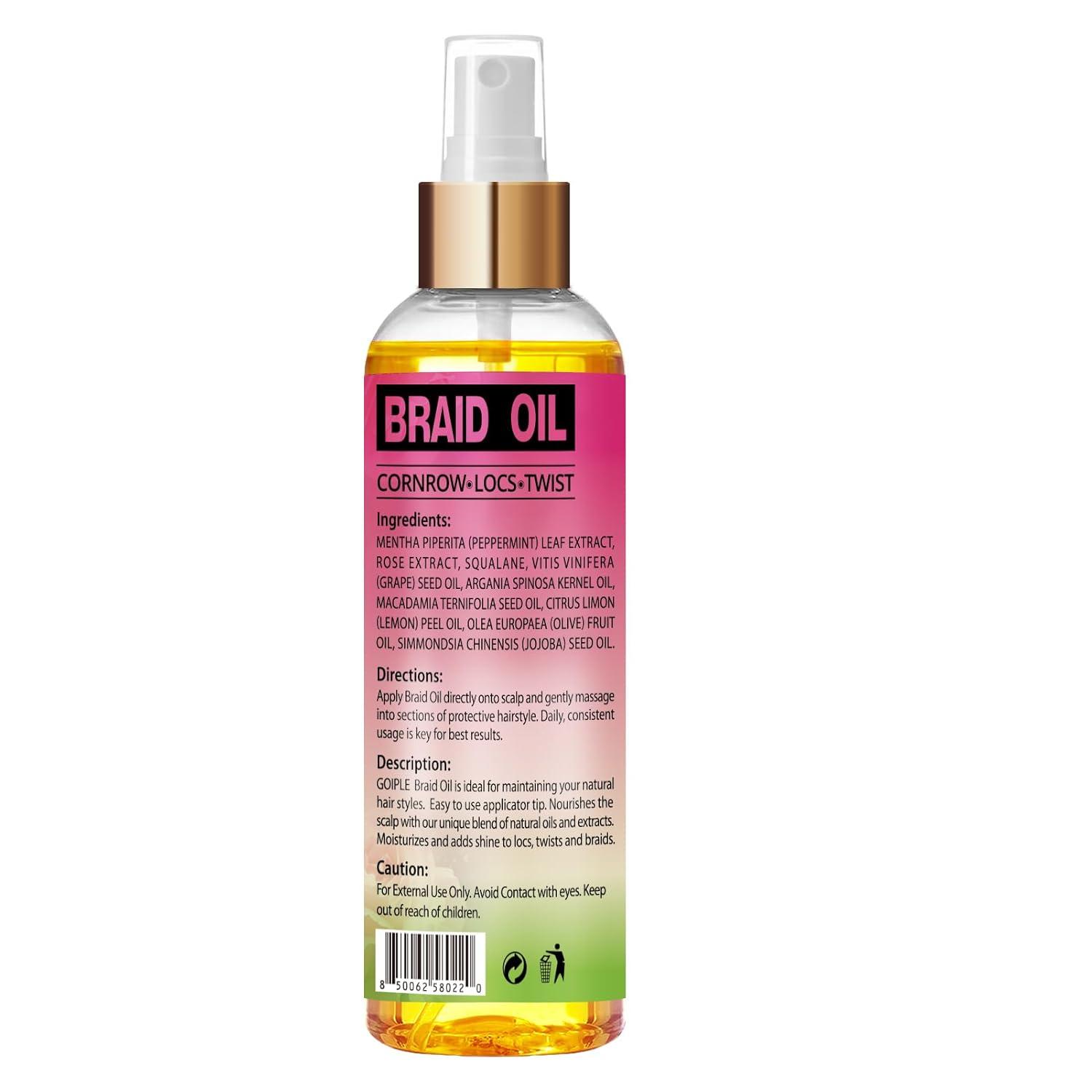 imageBraid Oil for Soothes Moisturizes Dry amp Itchy Scalp Braid Care for Dandruff and Thinning Edges Braiding Scalp Oil for Locs amp Twists Enhances Shine and Reduces Frizz Refreshes Dry Hair 8 fl oz