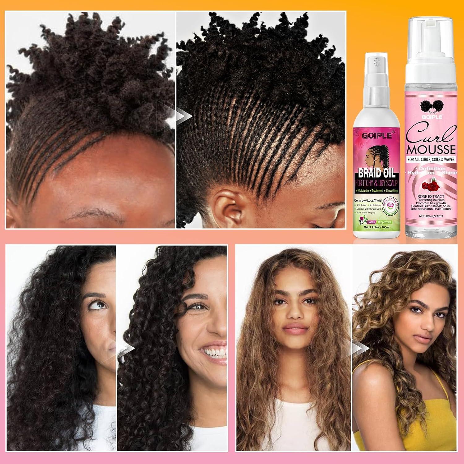 imageBraid Oil for Soothes Moisturizes Dry amp Itchy Scalp Braiding Scalp Oil for Locs amp Twists Mousse for Braids Curl Styling for Women Definition Curl Control Braid Mousse Hair Foam for All Braids Hair4 Fl Oz Pack of 2