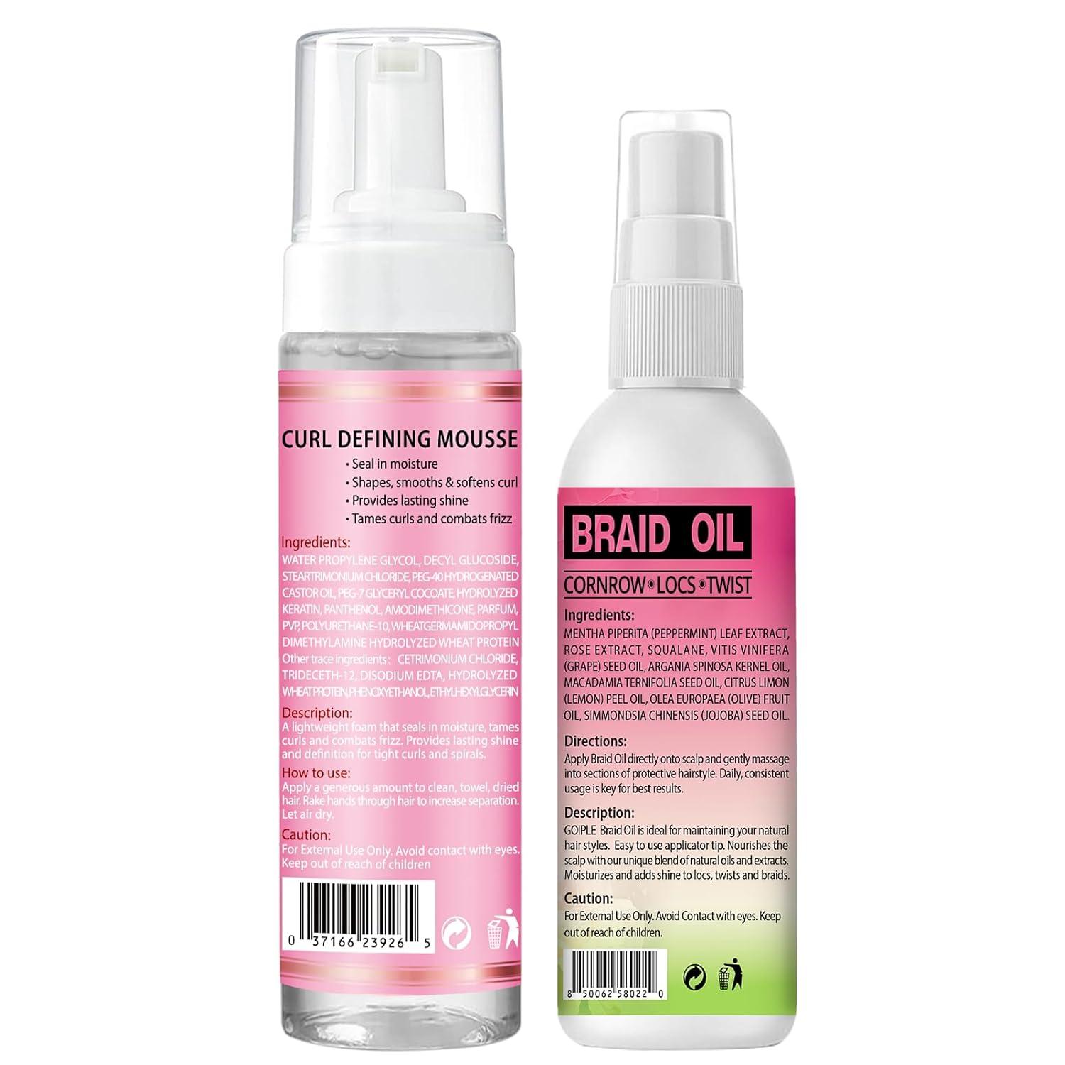 imageBraid Oil for Soothes Moisturizes Dry amp Itchy Scalp Braiding Scalp Oil for Locs amp Twists Mousse for Braids Curl Styling for Women Definition Curl Control Braid Mousse Hair Foam for All Braids Hair4 Fl Oz Pack of 2