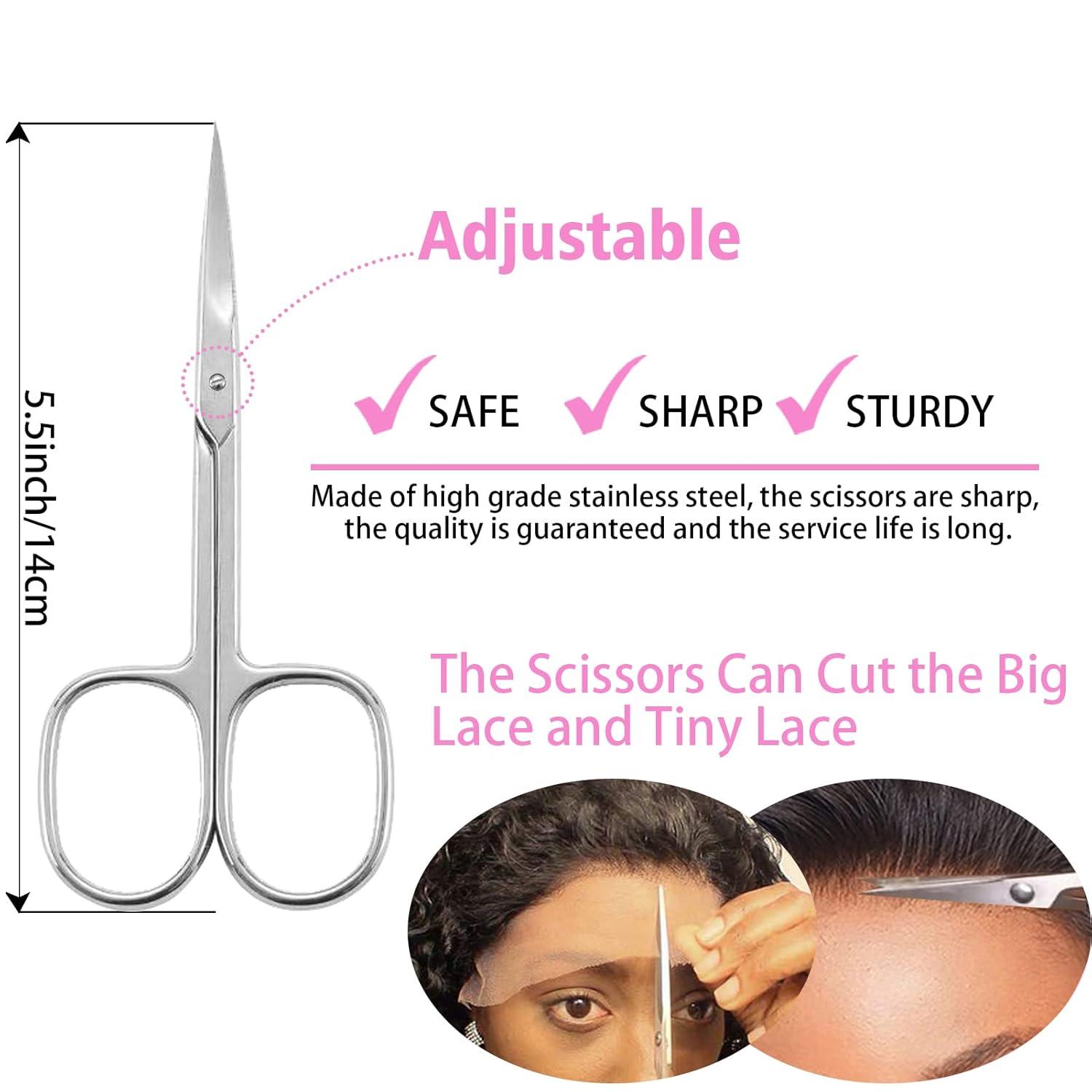 imageGoiple 11 PCS Wig Kit for Lace Front Wigs for Beginners Hair Wax Stick Lace Melting Elastic Band for Wigs Edge Laying Scarf Eyebrow Razor Tweezer Edge Brush Wig Band Mini Scissor Comb BeigeBeige