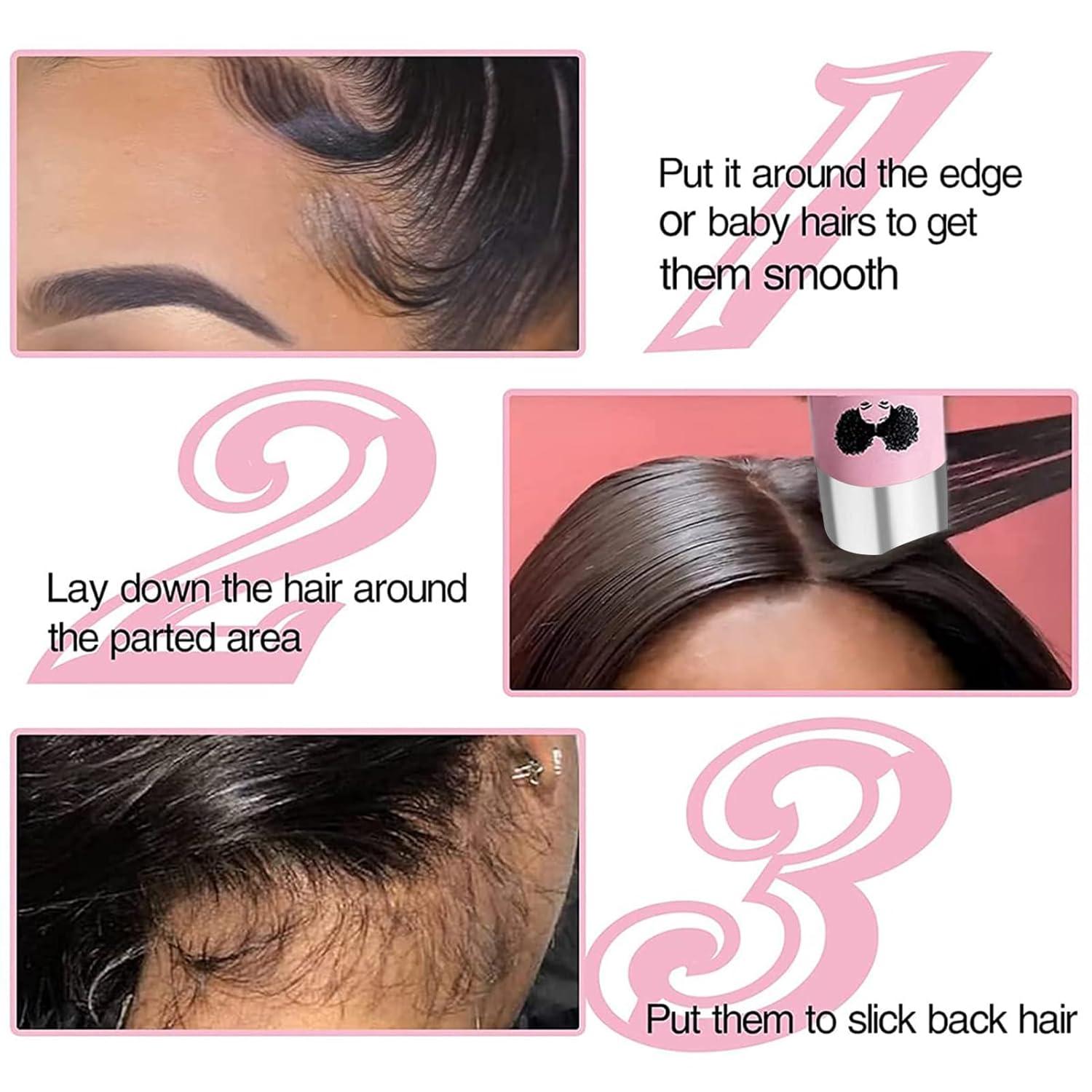 imageGoiple Electric Hot Comb Pink Hair Straightener Electrical Straightening Comb Curling Iron for Natural Black Hair Wigs with Wide ToothRat Tail Comb Wax Stick Wig Cap Edge Band Hair ClipsHot Comb12pcs
