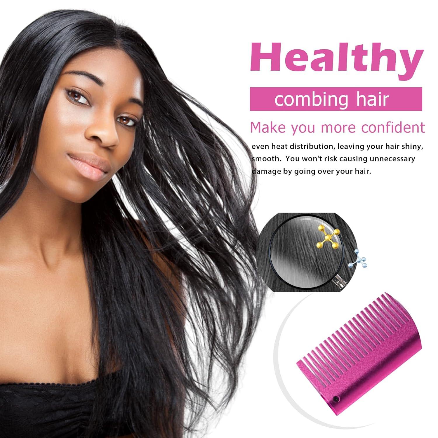 imageGoiple Electric Hot Comb Pink Hair Straightener Electrical Straightening Comb Curling Iron for Natural Black Hair Wigs with Wide ToothRat Tail Comb Wax Stick Wig Cap Edge Band Hair ClipsHot Comb28pcs