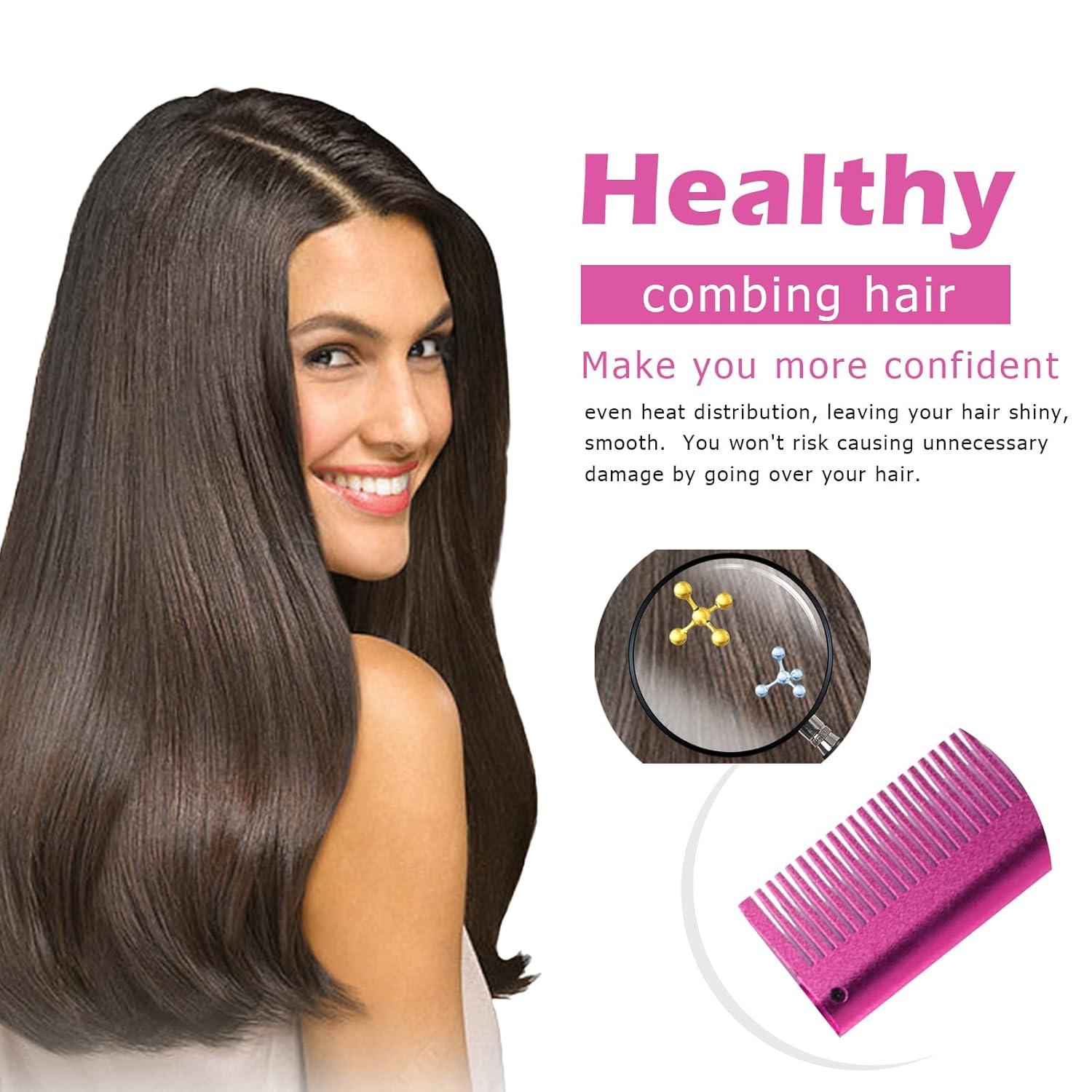 imageGoiple Electric Hot Comb Pink Hair Straightener Electrical Straightening Comb Curling Iron for Natural Black Hair Wigs with Wide ToothRat Tail Comb Wax Stick Wig Cap Edge Band Hair ClipsHot Comb12pcs