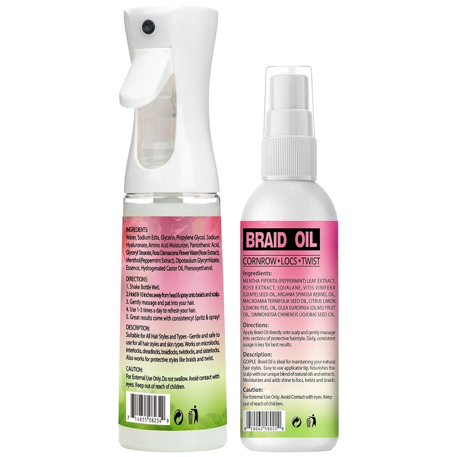 imageRose Water for Hair Loc Spray Refreshing for Locs Braid Oil for Soothes Moisturizes Dry amp Itchy Scalp Braiding Scalp Oil for Twists Loc Brush for Dreads Comfortable Massage Comb amp Braid Bonnetrose water spray4pcs