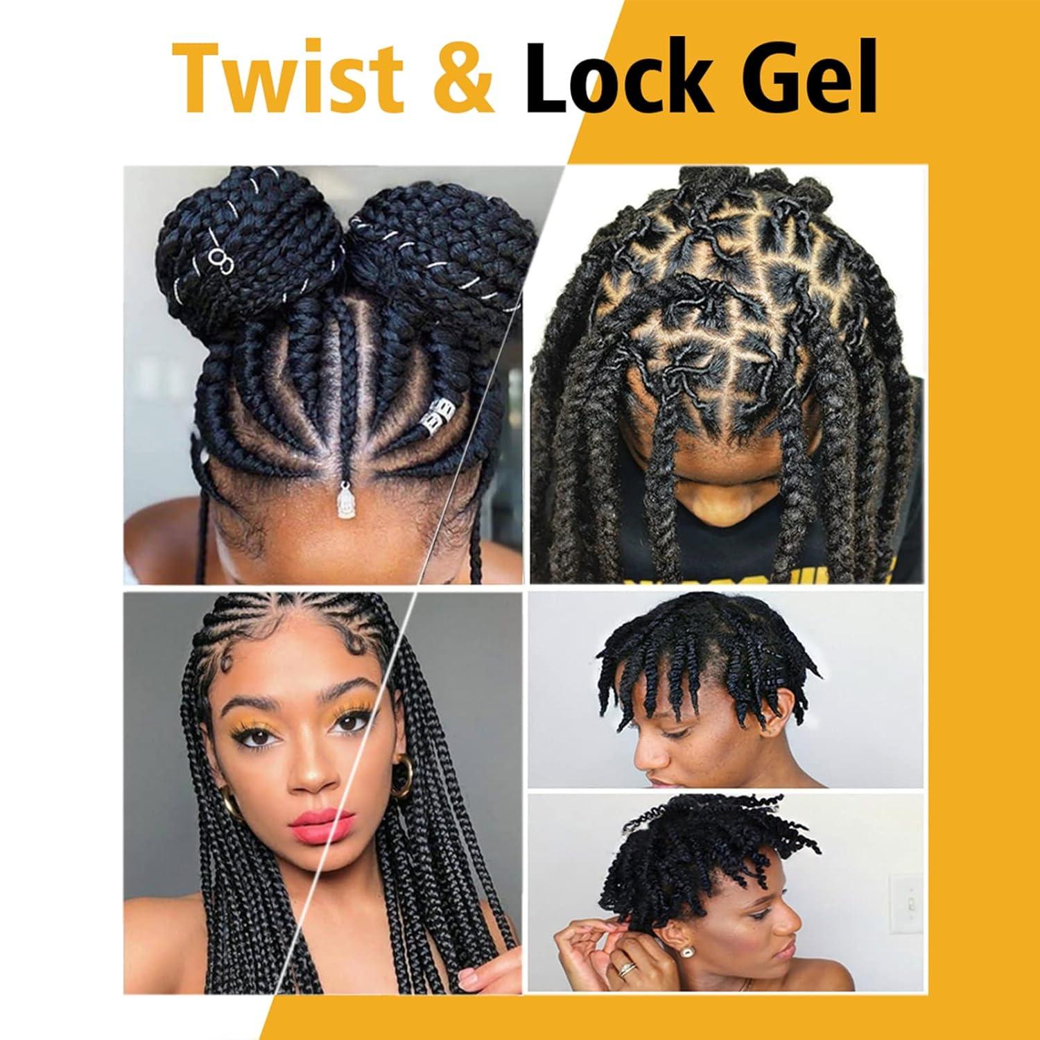 imageStrong Hold Extra Hold Braiding Gel amp Edge Tamer Tames Frizz Smoothing Mousse for Twists Locs Braids Cornrows with Hair Oil Hair Combs Bonnet and Clipspineapple14pcs