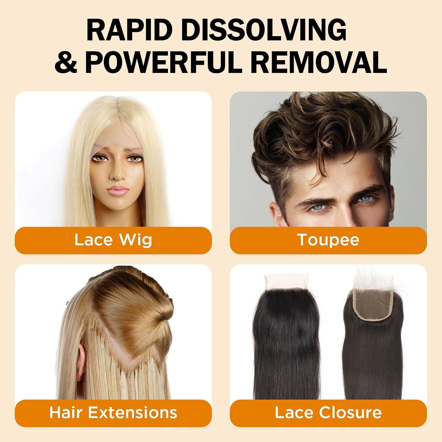 imageTape in Extension Hair Glue Remover Spray Wig Extensions Fast Acting Two Steps System Remover Tape in Hair Extensions Removes Wig Glue amp Tape amp Residue Hair Comb Rat Tail Comb Hair Clips Set