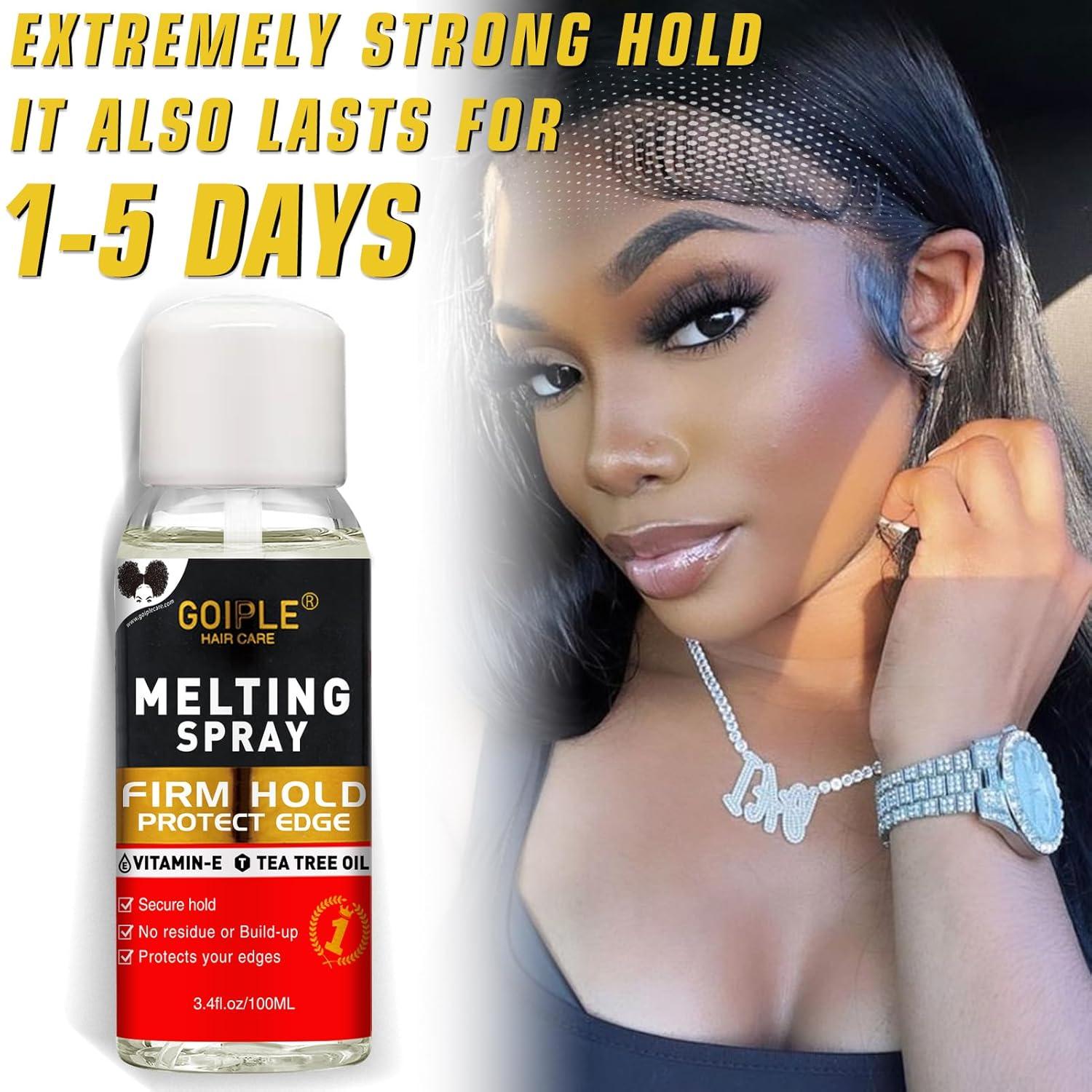 imageWig Glue for Front Wigs Adhesive for Closure Wigs Extensions Lace Melting Spray for Wigs Lace Front Hair Glue Tools with Remover Hair Wax Stick Edge Control Wig Cap Edge Comb Elastic Bnad Setlace glue melting spray kit