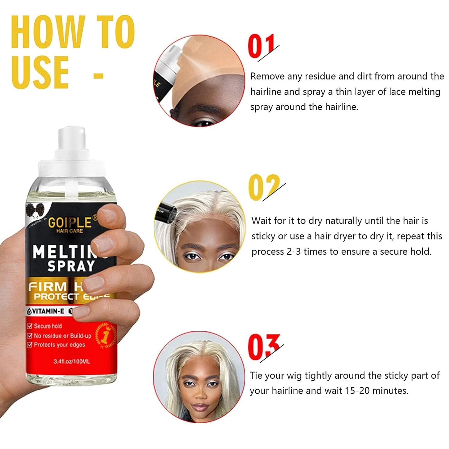 imageWig Glue for Front Wigs Adhesive for Closure Wigs Extensions Lace Melting Spray for Wigs Lace Front Hair Glue Tools with Remover Hair Wax Stick Edge Control Wig Cap Edge Comb Elastic Bnad Setlace glue melting spray kit