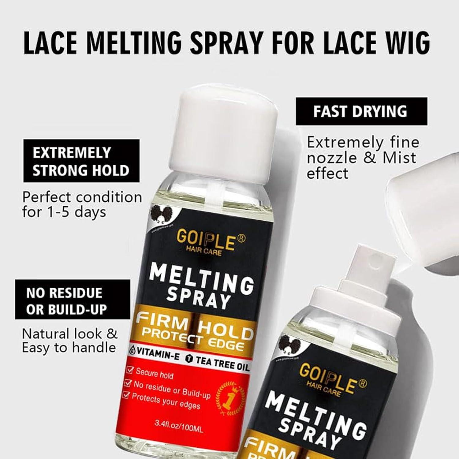 imageWig Glue for Front Wigs Adhesive for Closure Wigs Extensions Lace Melting Spray for Wigs Lace Front Hair Glue Tools with Remover Hair Wax Stick Edge Control Wig Cap Edge Comb Elastic Bnad Setlace glue melting spray kit