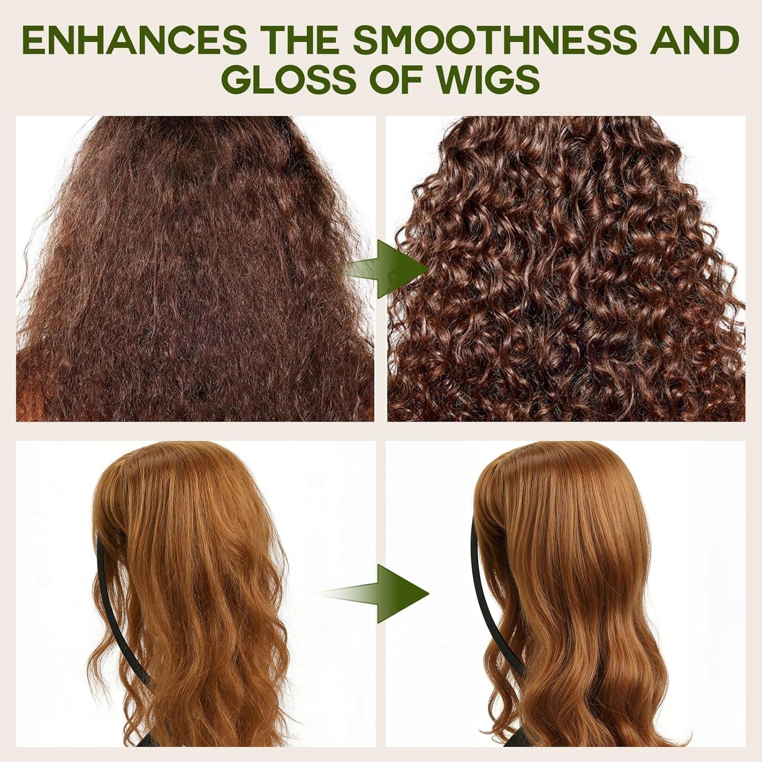 imageWig Head Stand with Wig Brush Comb Set Travel Wigs Holder Comb Set for Women Human and Synthetic Hair 2in 1 Wig Milk Spray amp Shampoo Hydrates amp Moisturizes Promotes Silkiness amp Shine Easy Combing